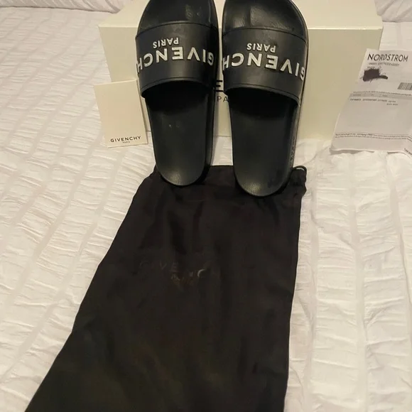 Givenchy Black Woman’s slide Sandals Sleek Minimalist Design - Picture 1 of 14